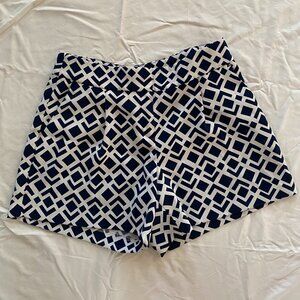 Ann Taylor Navy Blue and White Diamond Patterned Shorts